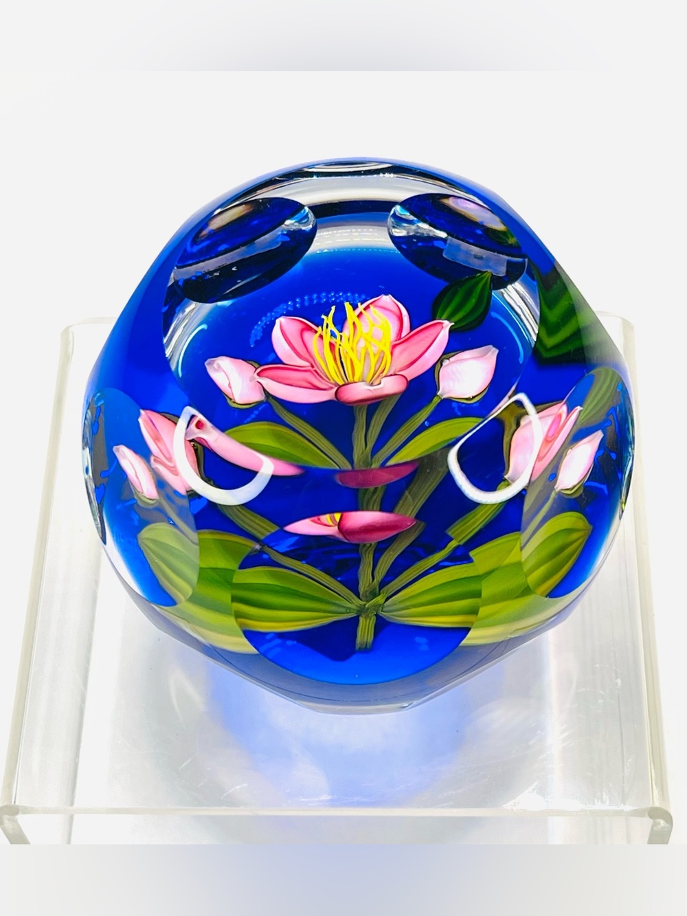 Perthshire Flower and Bud 59/250 Scotland Paperweight VTG Boxed with Certificate
